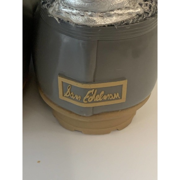 Sam Edelman Caldwell Waterproof Rain Snow Duck Silver Gray Boots Size 9 - Picture 11 of 12